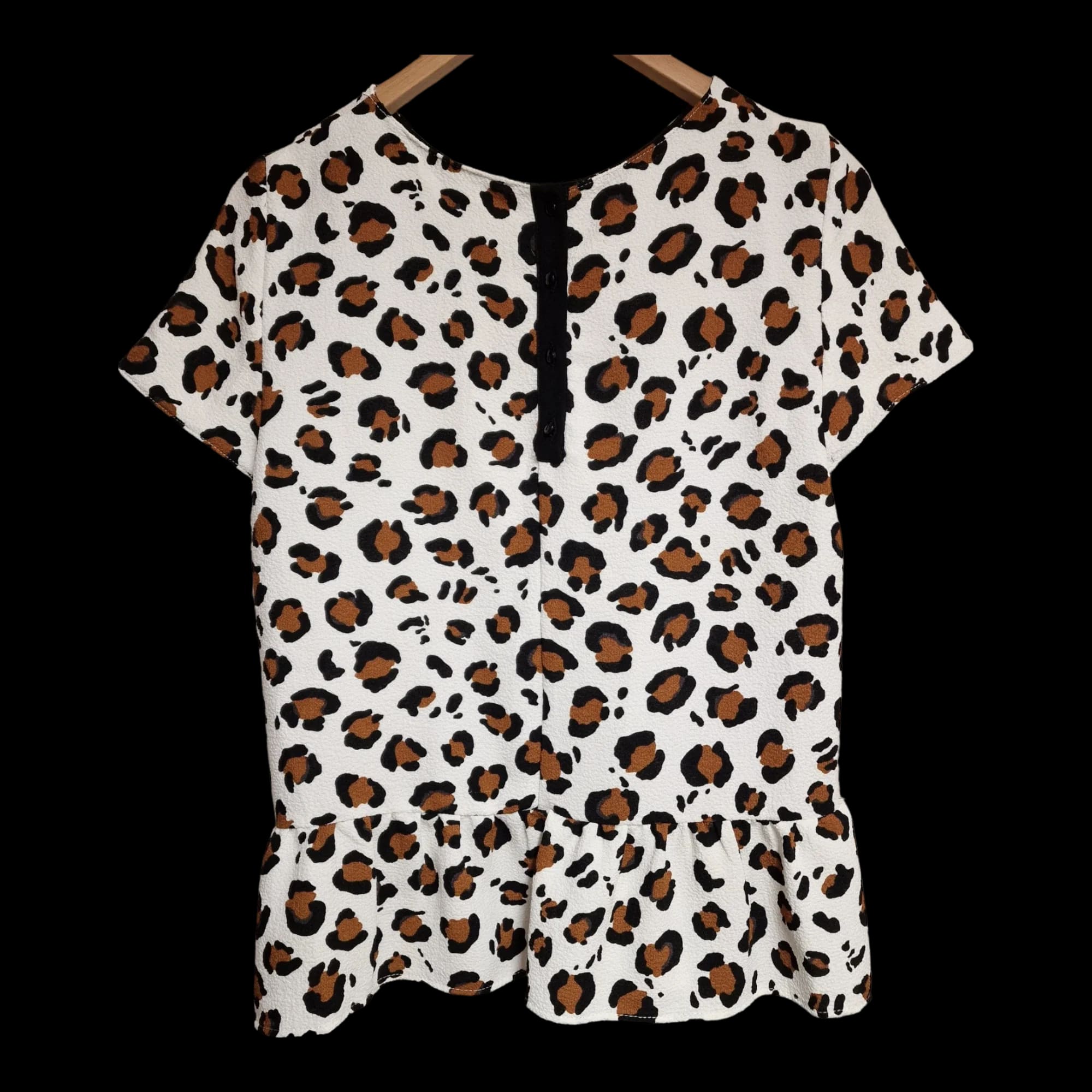 Womens Zara Black Brown White Animal Print Blouse UK Large