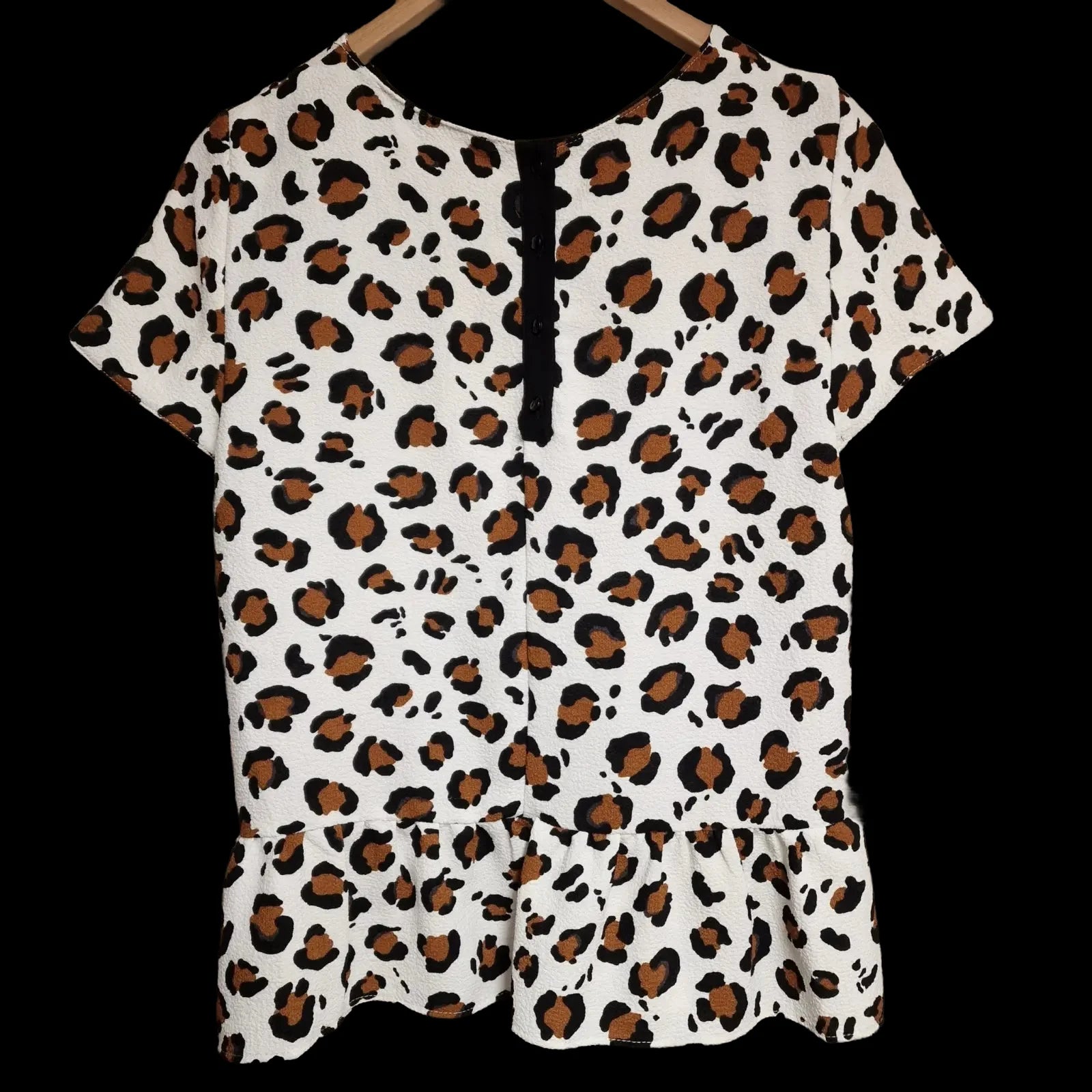 Womens Zara Black Brown White Animal Print Blouse Uk Large