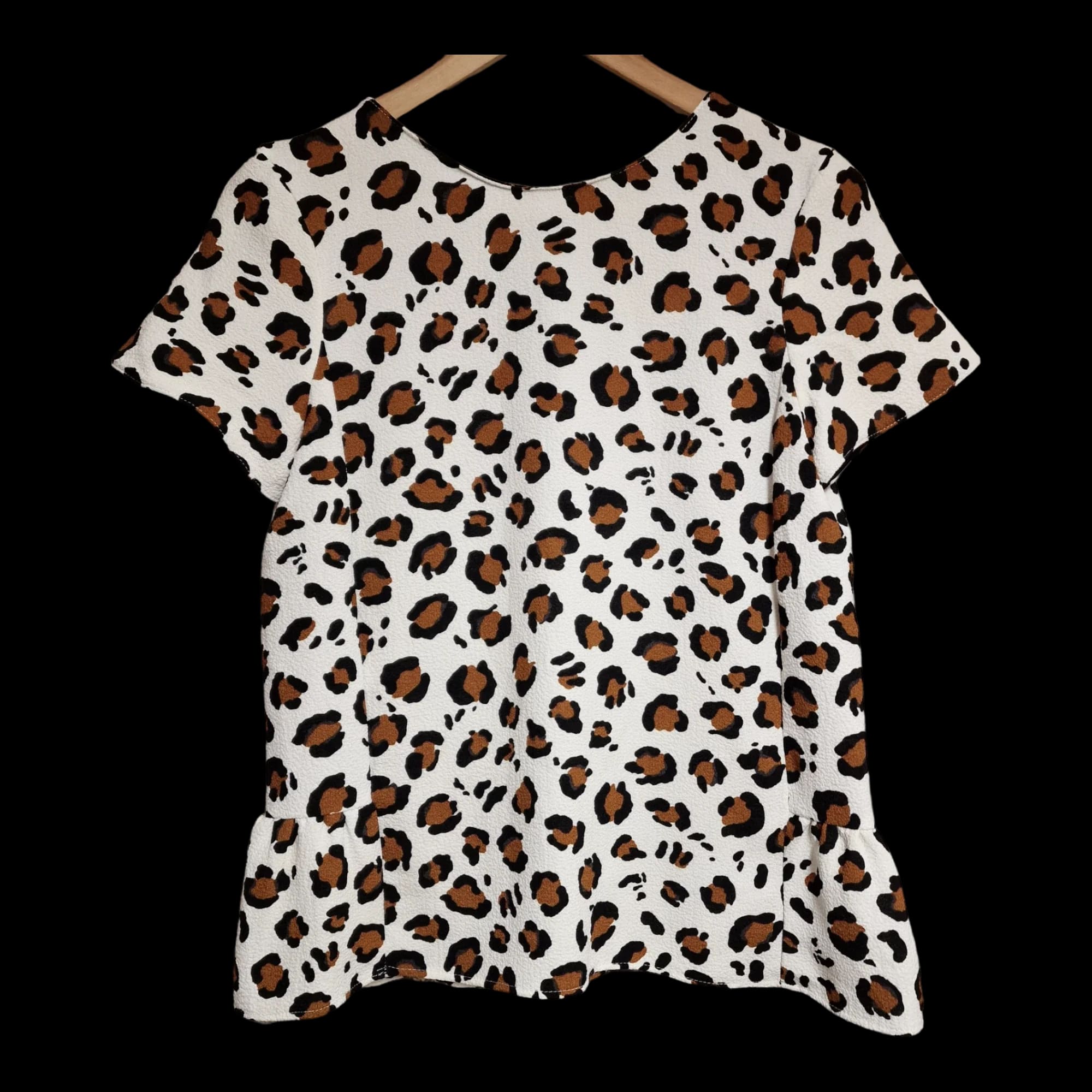 Womens Zara Black Brown White Animal Print Blouse UK Large