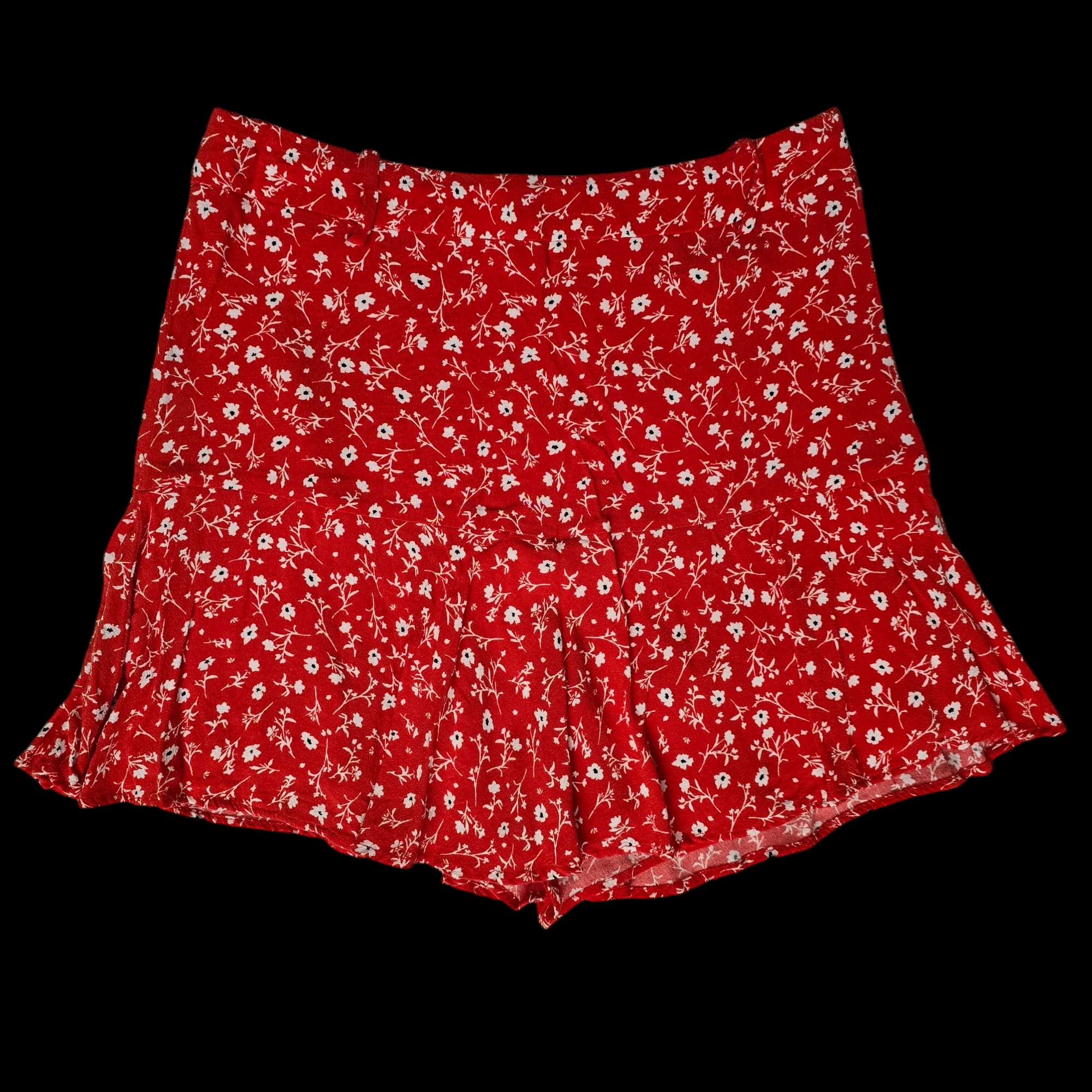 Womens Zara Red Floral Mini Skirt UK 12 - Skirts - 3 - 3521