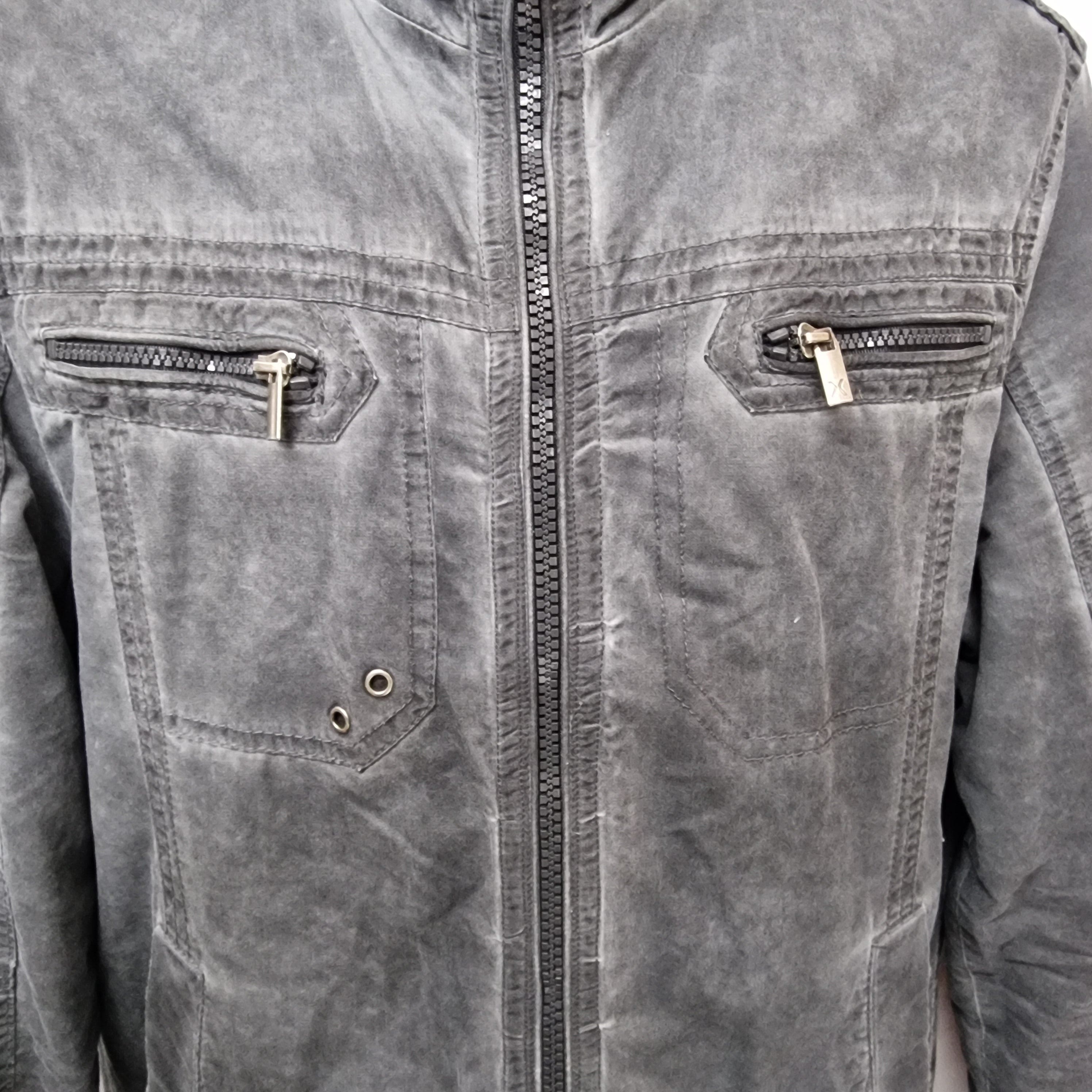 Xray Jeans Mens Grey Biker Jacket UK Large - 7 - 3374