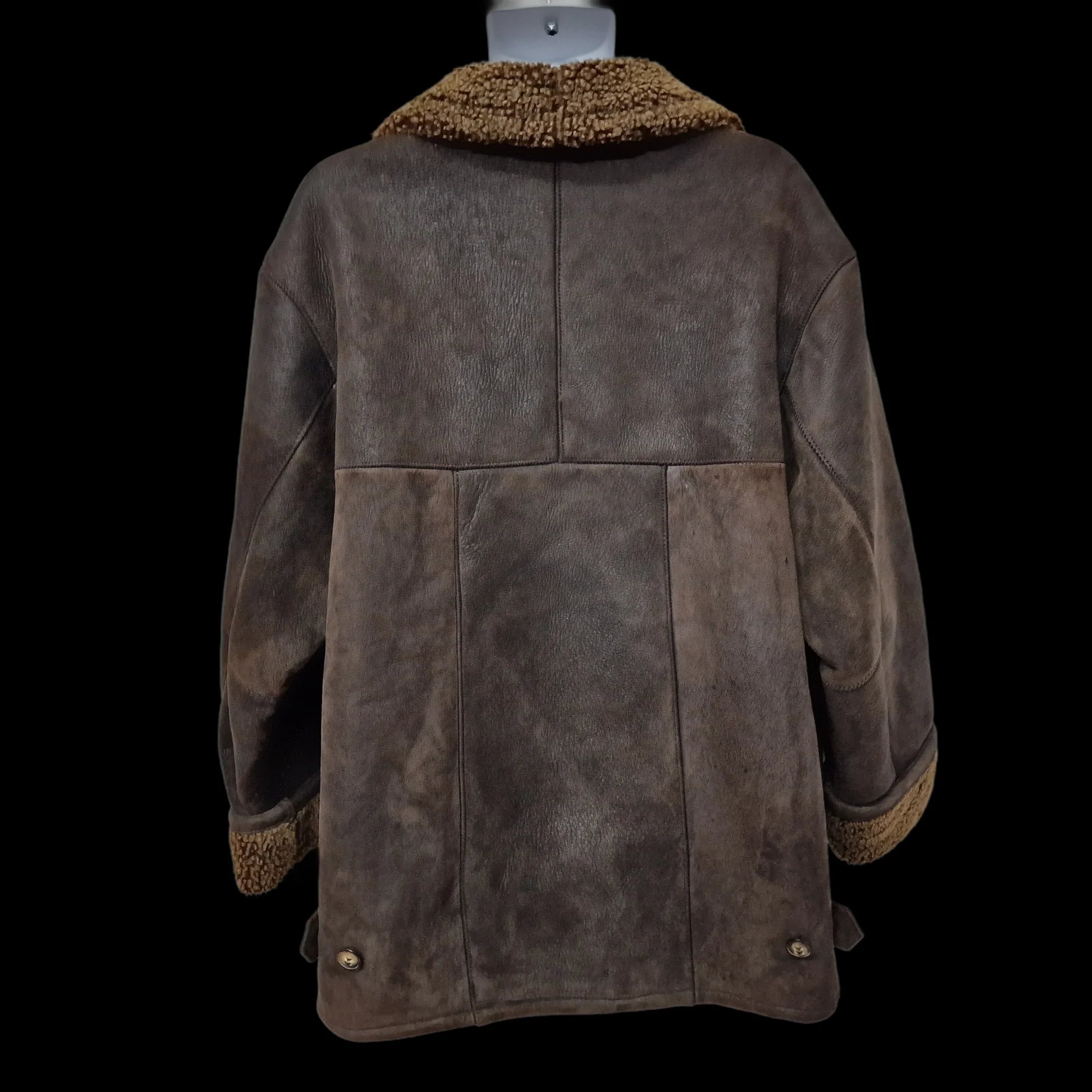Zaffers Vintage Dark Brown Leather Sheepskin Shearling Coat