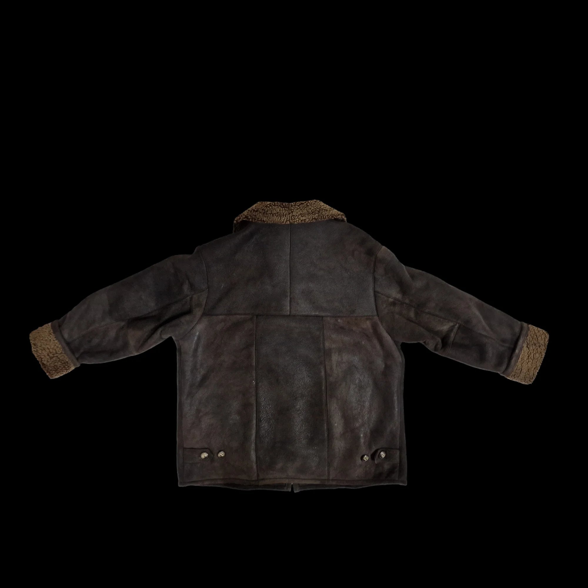 Zaffers Vintage Dark Brown Leather Sheepskin Shearling Coat