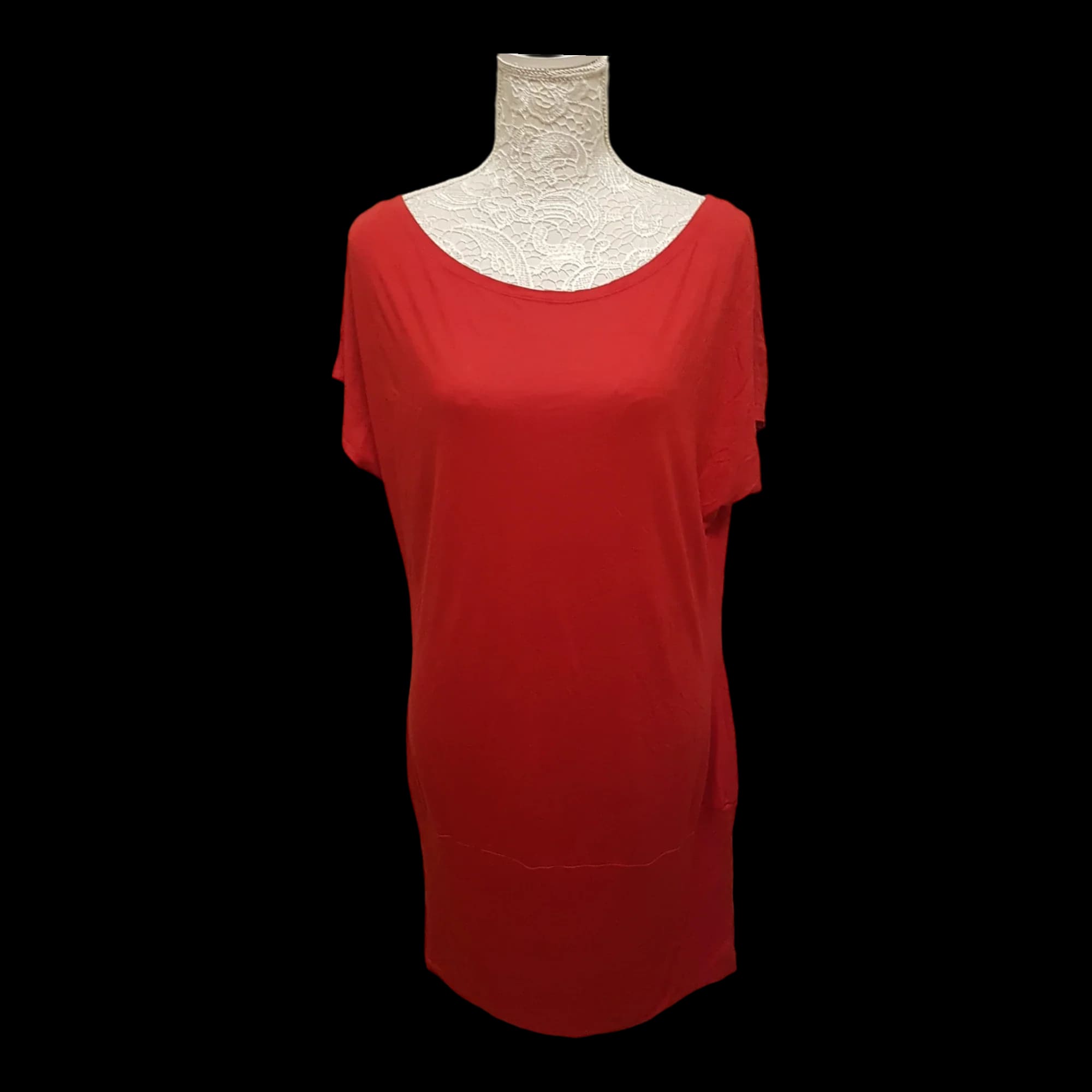 Zara TRF Collection Red Scoop Neck t Shirt Dress UK Large